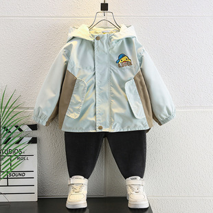 Boys' spring and autumn windbreaker coat 2024 new baby spring casual all-matching top handsome fashionable jacket