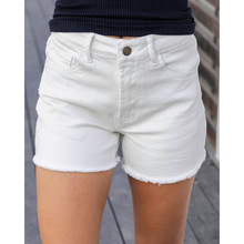 P 47221 High Waist Frayed Denim Shorts ����ë�߿���ţ���ȿ�