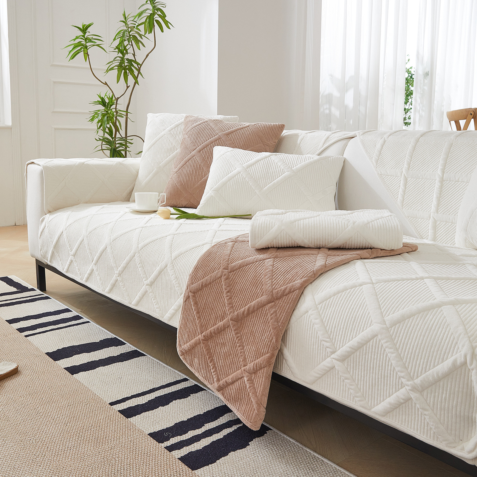 2023 New Square sofa cushion winter plush sofa cushion simple style sofa cushion non-slip sofa towel back towel