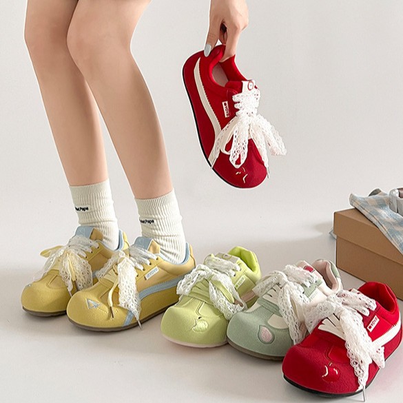 Yuanbo Summer Round-Toe Thin-Soled Shoes 2025 New Ballet-Style Thin German Training Shoes Lace Flat Sneakers Wholesale