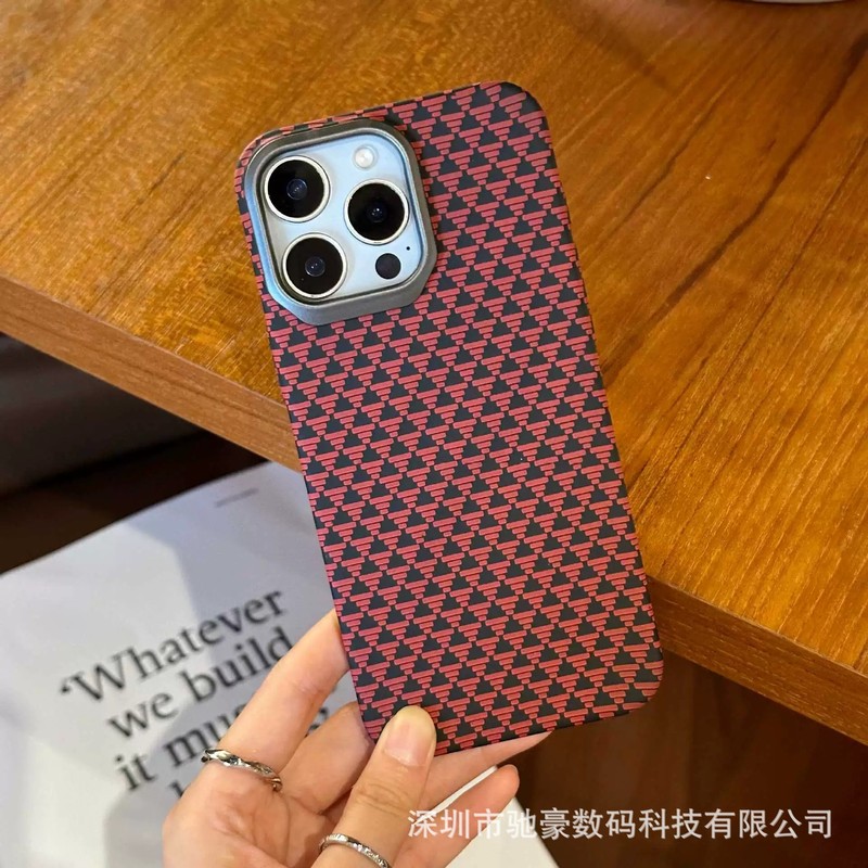 适用iPhone17promax肤感凯夫拉纹手机壳苹果16碳纤维纹15防摔PC套|undefined