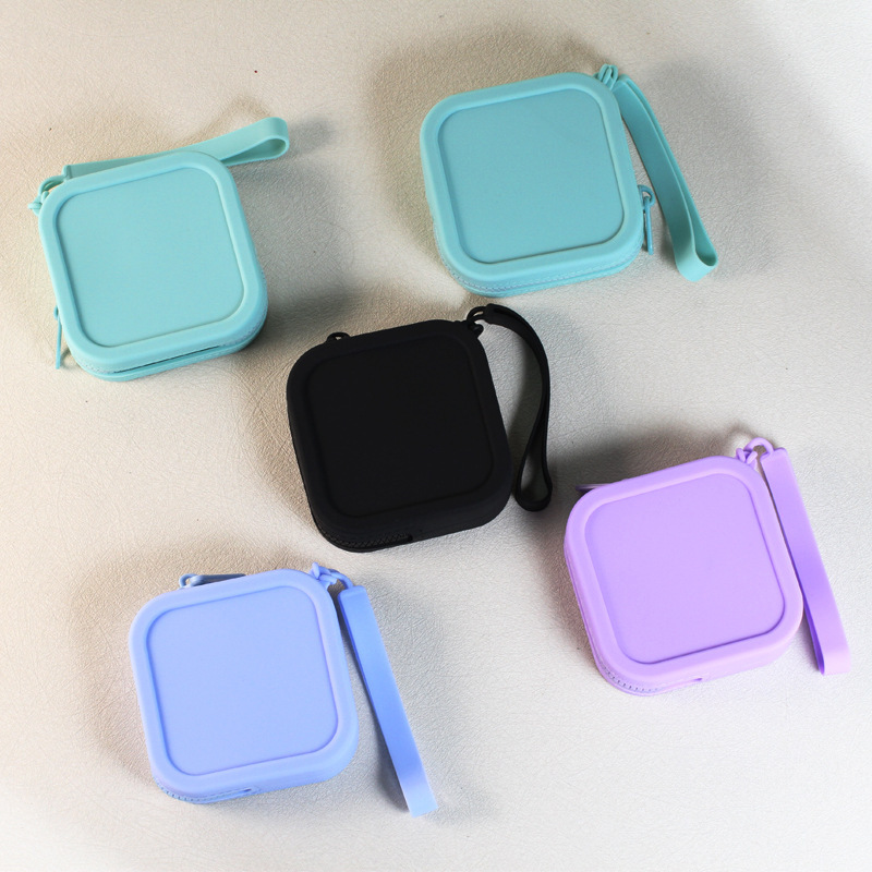 Cross-border Silicone Coin Purse Storage Small Square Bag Instagram Lipstick Headset Data Cable Zipper Storage Bag Hand Key