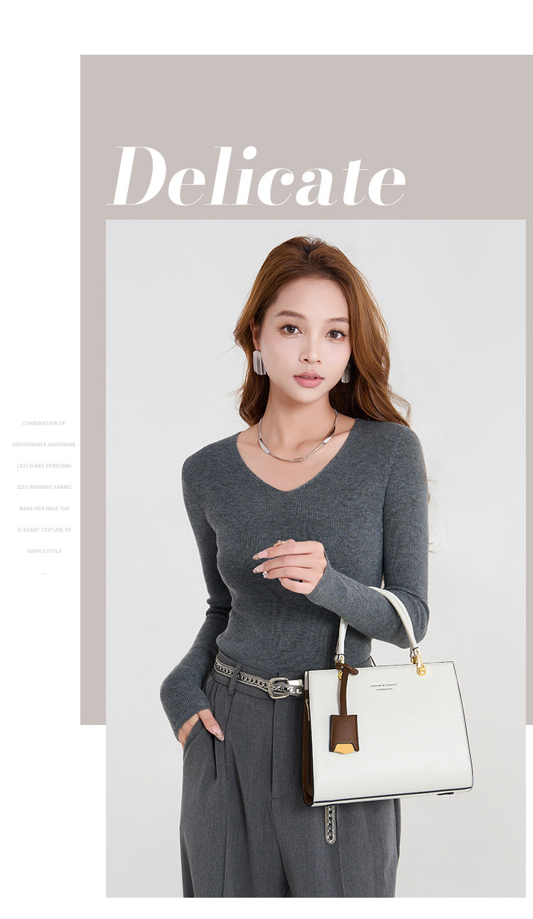 Túi đeo chéo nữ da thật phong cách Lady Dior, thiết kế quai xách tay và đeo chéo, dung tích lớn, kiểu dáng thời trang thu đông — Màu trắng be chi tiết 3
