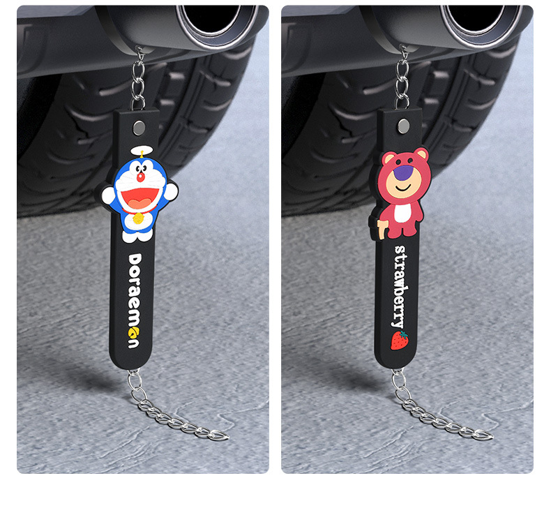 Car electrostatic mopping with cartoon three-dimensional car exhaust pipe pendant to eliminate the release of electrostatic artifact steel wire wear
