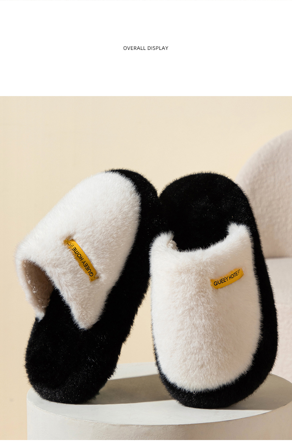 New Fashionable Thick Bottom Cloud Soft Warm Couple Style Men And Women's Home And Outdoor Wear Hair Cotton Slippers_voghion.com