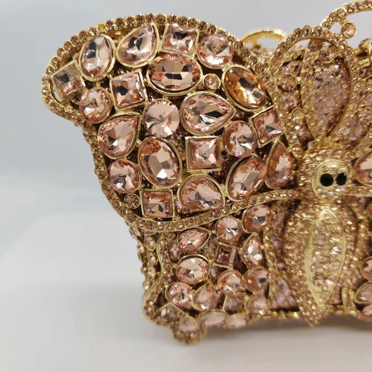 Túi clutch dạ tiệc đính kim cương bướm phong cách mới — Màu xanh lá, Màu đen, Màu bạc, Bạc AB chi tiết 8