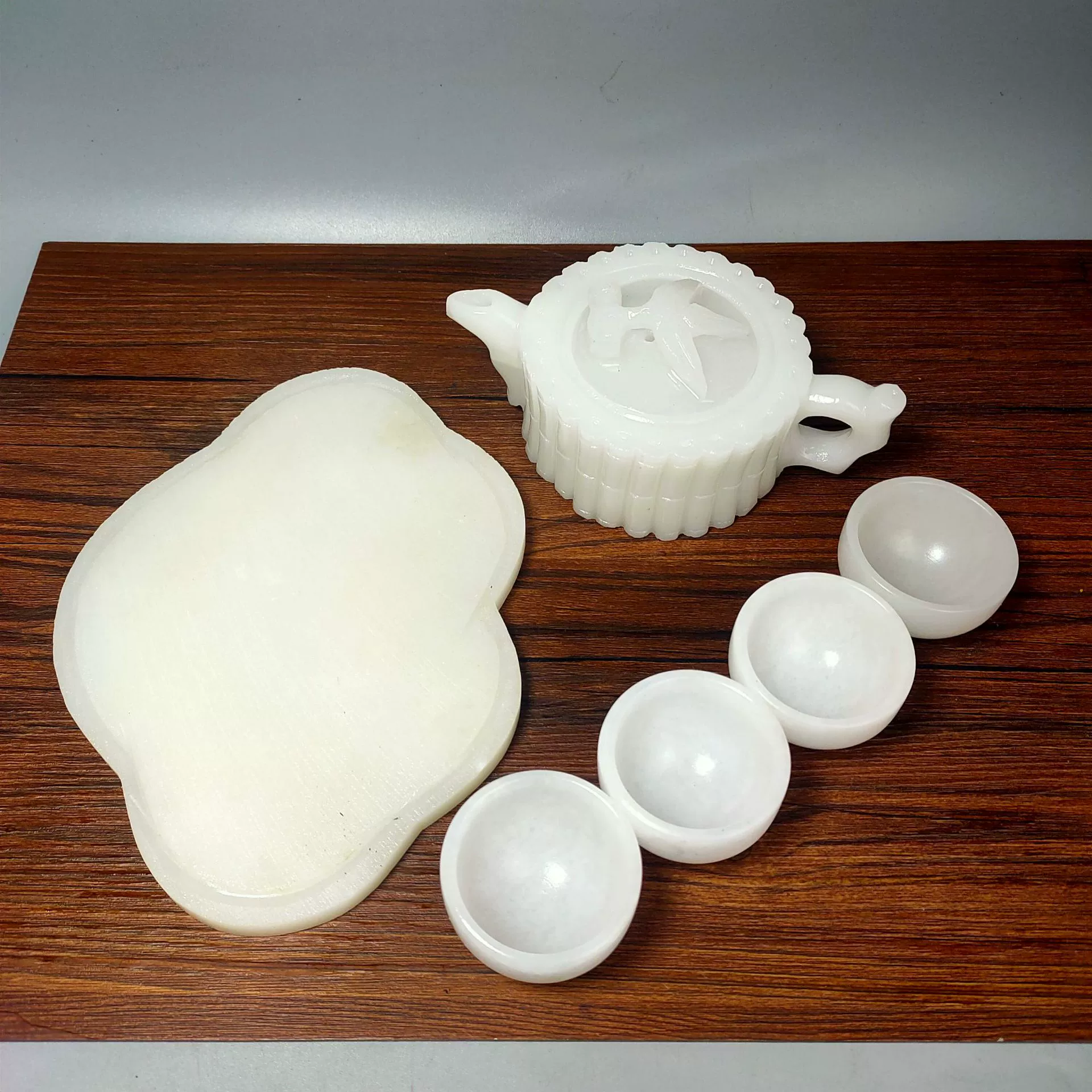 Tea set white jade, teapot, high-end tea cup, Birthday gift