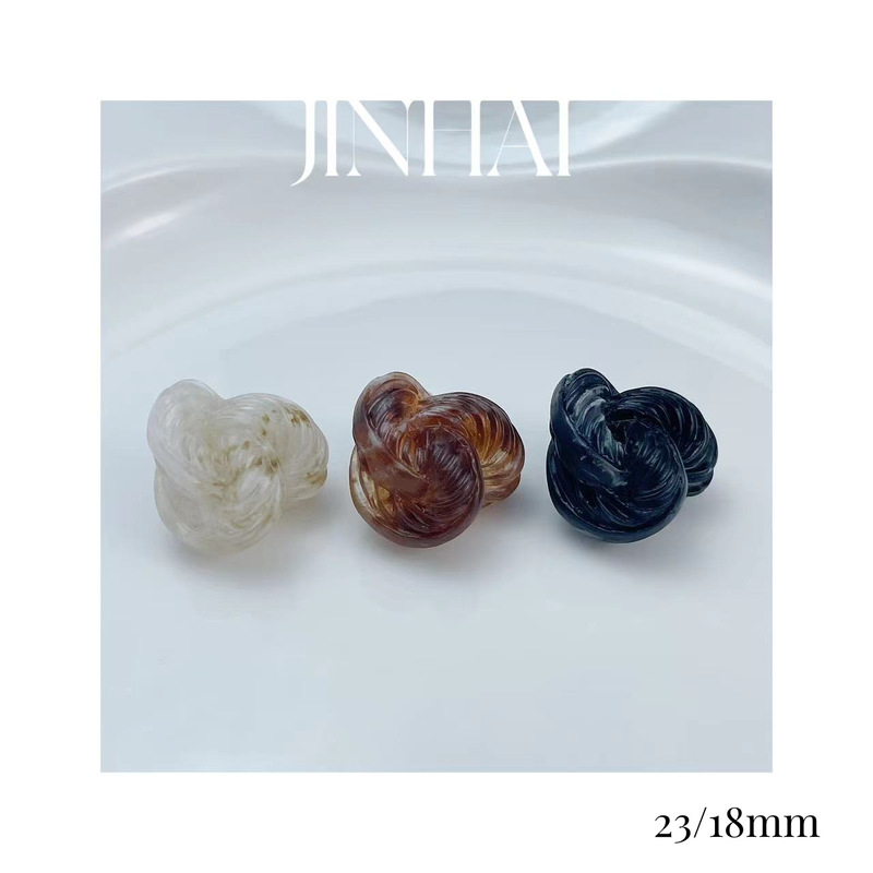 Qihai resin button National style three-dimensional stick flower rendering color rope knot metal foot coat dress decorative buckle