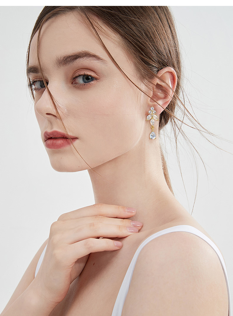 22g Weight Zircon Inlay Material Earrings, Necklace Classification Earrings + Necklace Quantity Weekend, Lawn Occasion Copper Material Water Droplets Pattern All Seasons Season Women's Gender Classic Style Style Water Droplets Copper Classic Style Earrings Necklace 9