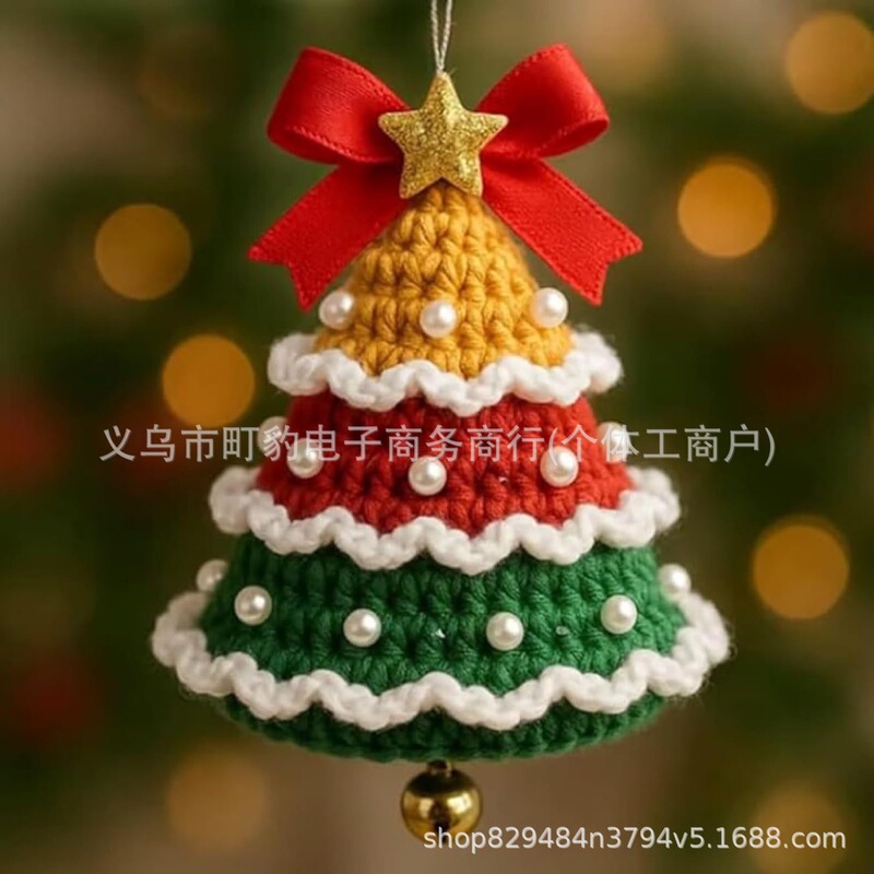 hand knitted christmas ornaments 圣诞铃铛圣诞花环圣诞树|undefined