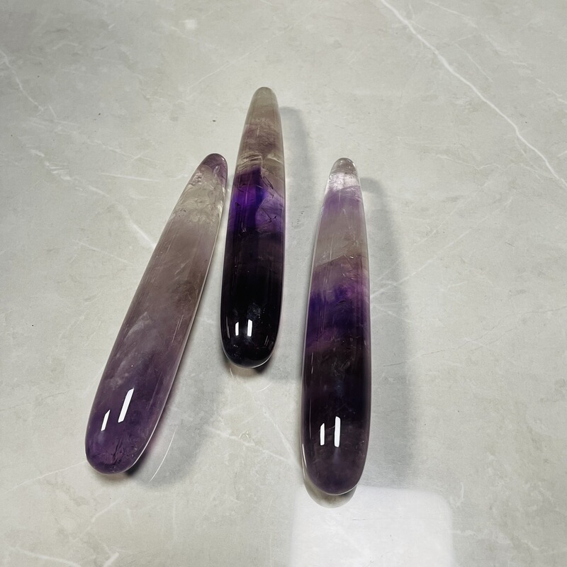 天然水晶紫晶 原石雕刻打磨水晶按摩棒 图 11