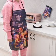 跨境卡通动漫棉麻防污围裙批发时尚餐厅围腰家用厨房家务防油围裙