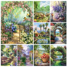 亚马逊新款3D砖石画满钻手工贴画风景贴钻客厅玄关书房装饰画礼物