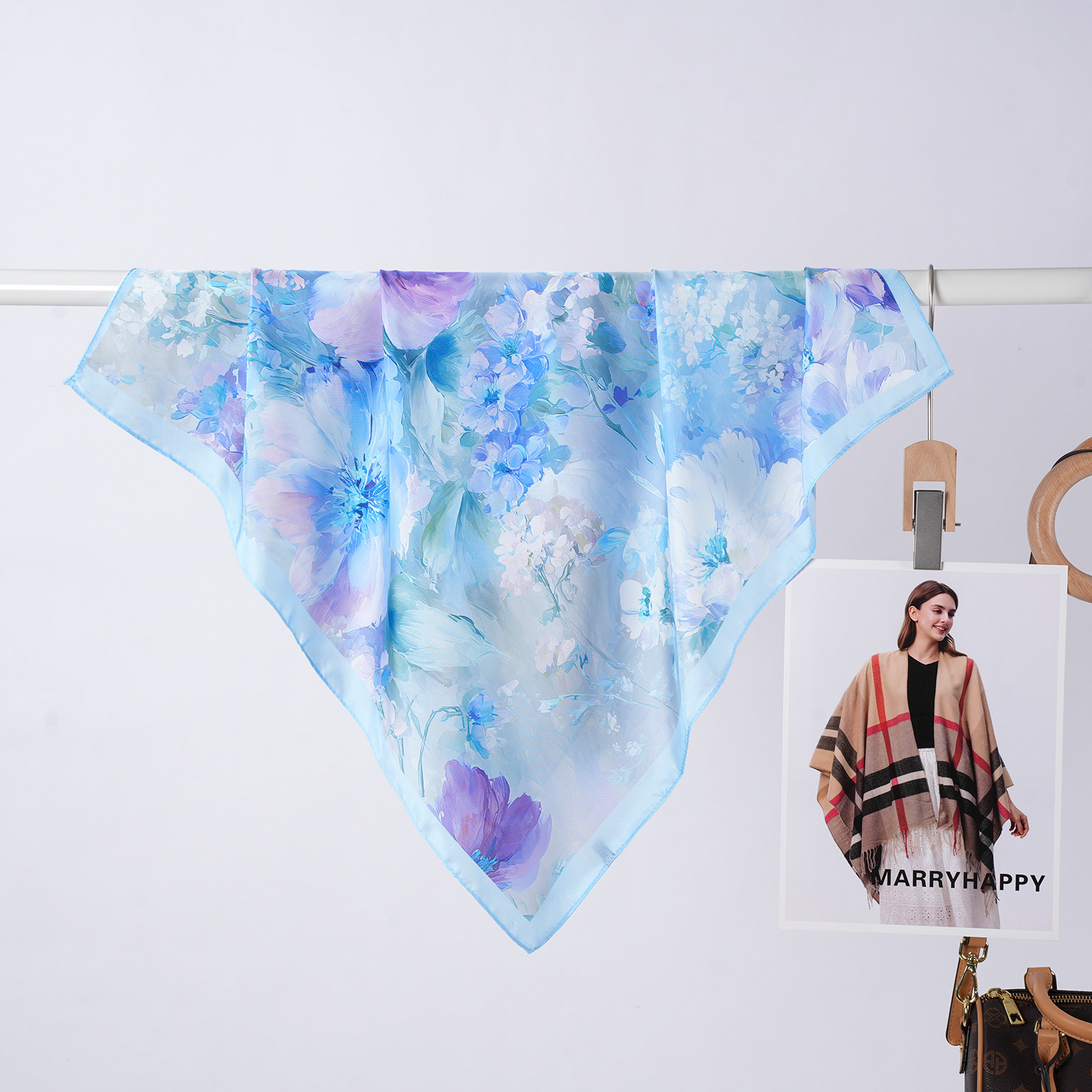 Women's Silk Square Scarf Versatile Pastoral Style Neck Accessory_voghion.com