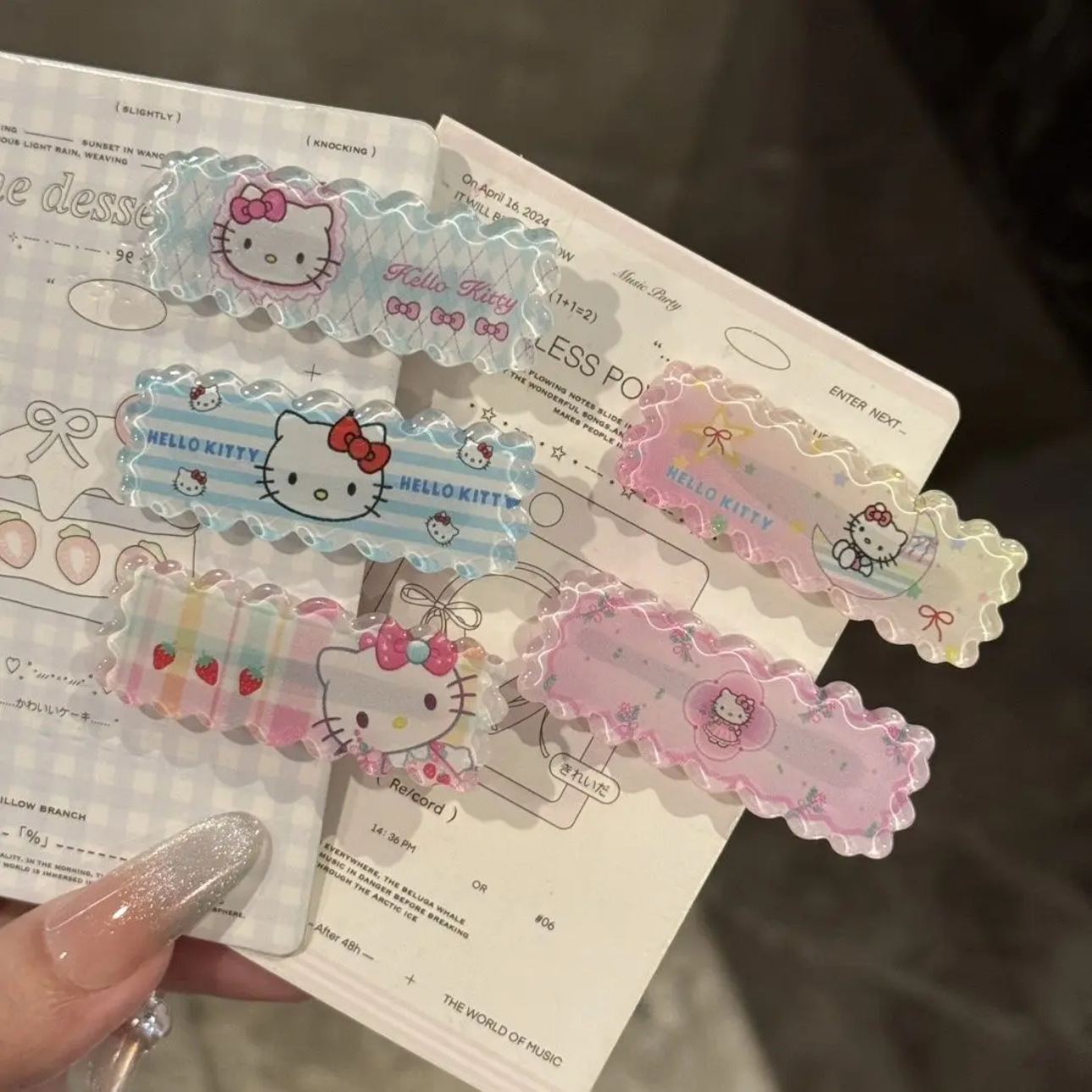 Cartoon Jelly Wavy Edge Kt Cat Hairpin Sweet Girl Side Bangs Clip Spring and Summer Fairy Cute Broken Hair Hairpin