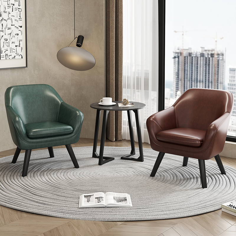 Balcón moderno sofá perezoso silla de ocio para una persona pequeña mesa de té de hotel de oficina lujoso apartamento cómodo piel