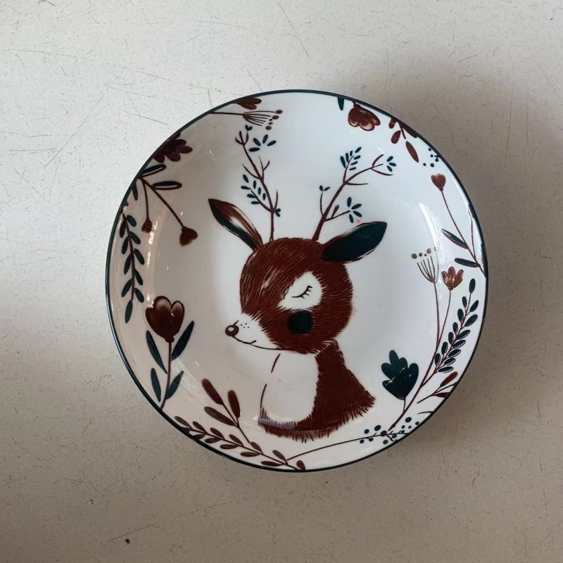 Dibujos animados de celebridades de Internet Plato de fruta lindo de 6.2 pulgadas Plato pequeño para el hogar Plato para platos fríos Plato para hornear Plato de cerámica creativo