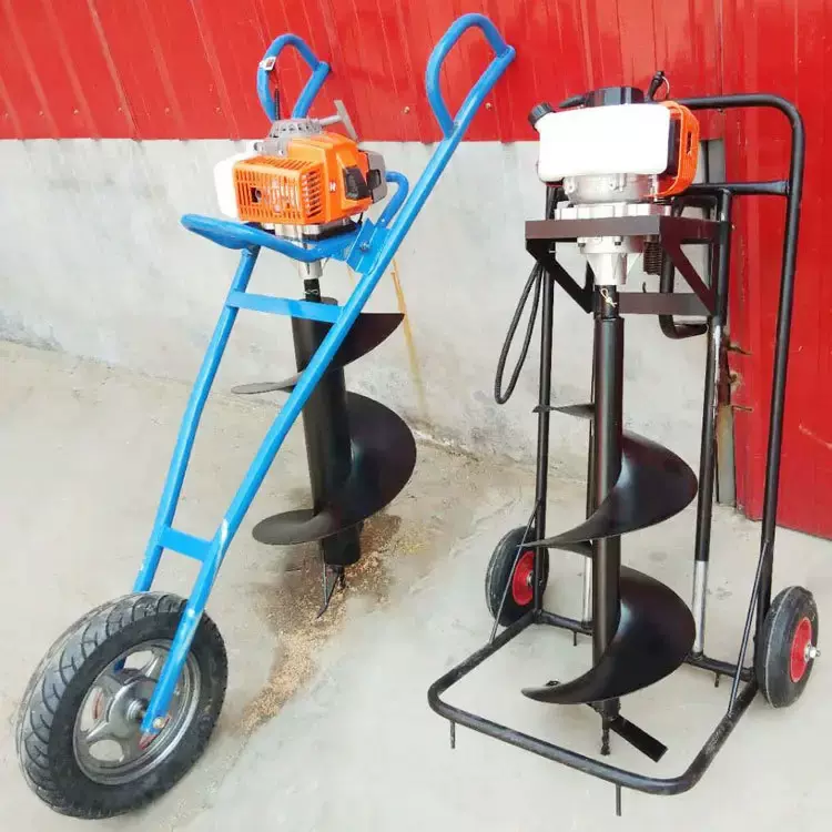 独轮挖坑机 山地人推树苗打坑机 立杆小型钻机