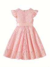 A 65897 Girl's Lace Dress with Belt �ٽz�B��ȹ