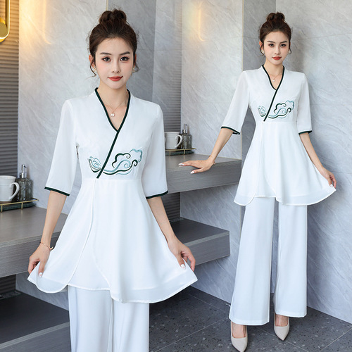 Beauty salon beautician work clothes female spa health center club ear picking technician clothes high-end temperament suit Chinese style