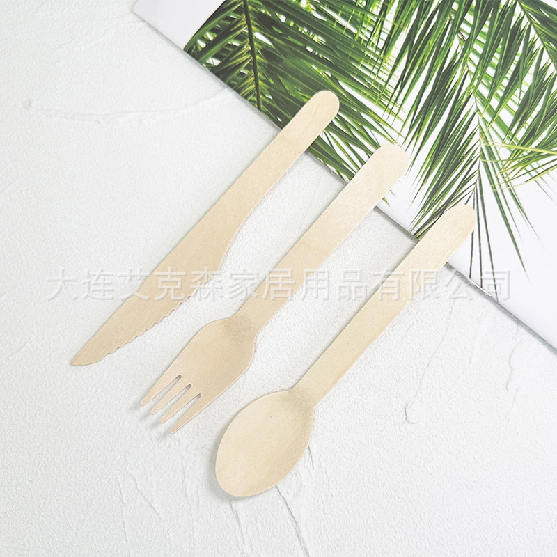 Factory 160mm Birch Wood Disposable Biodegradable Eco-Friendly Bpa-Free Knife, Fork, and Spoon Cutlery Set Factory 160mm Birch Wood Disposable Biodegradable Eco-Friendly Bpa-Free Knife, Fork, and Spoon Cutlery Set