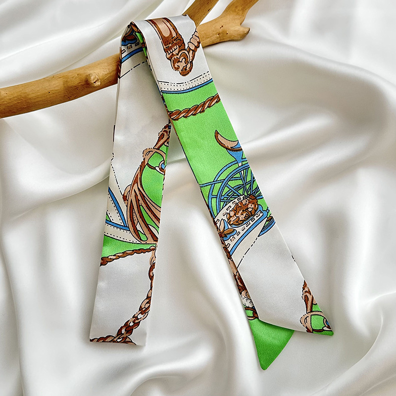 Bufanda de seda, tira larga, sentido de alta gama, nueva moda, todo-fósforo, diadema, cinturón para el cabello, bolso para el cabello, cinturón para el pañuelo multiusos