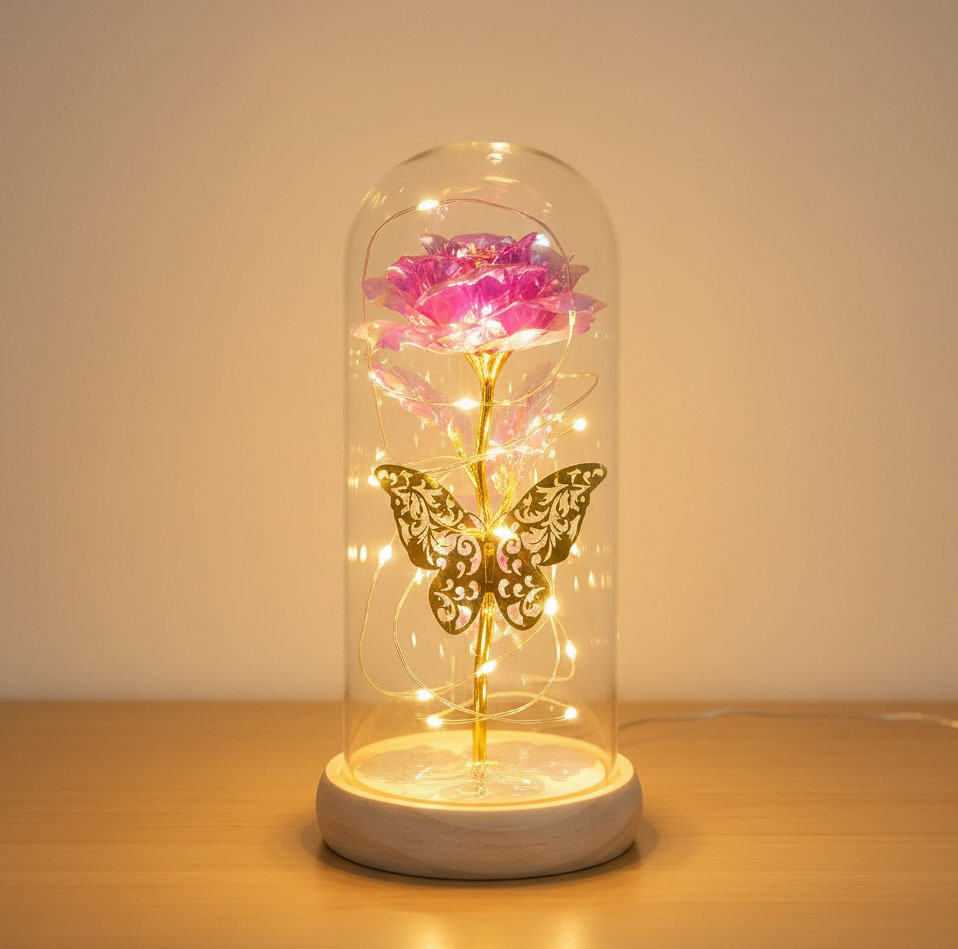 Amazonas transfronterizas flores inmortales cubierta de vidrio de oro de flores de flores de Navidad Día de la Madre Regalos de Día de San Valentín Decoraciones creativas