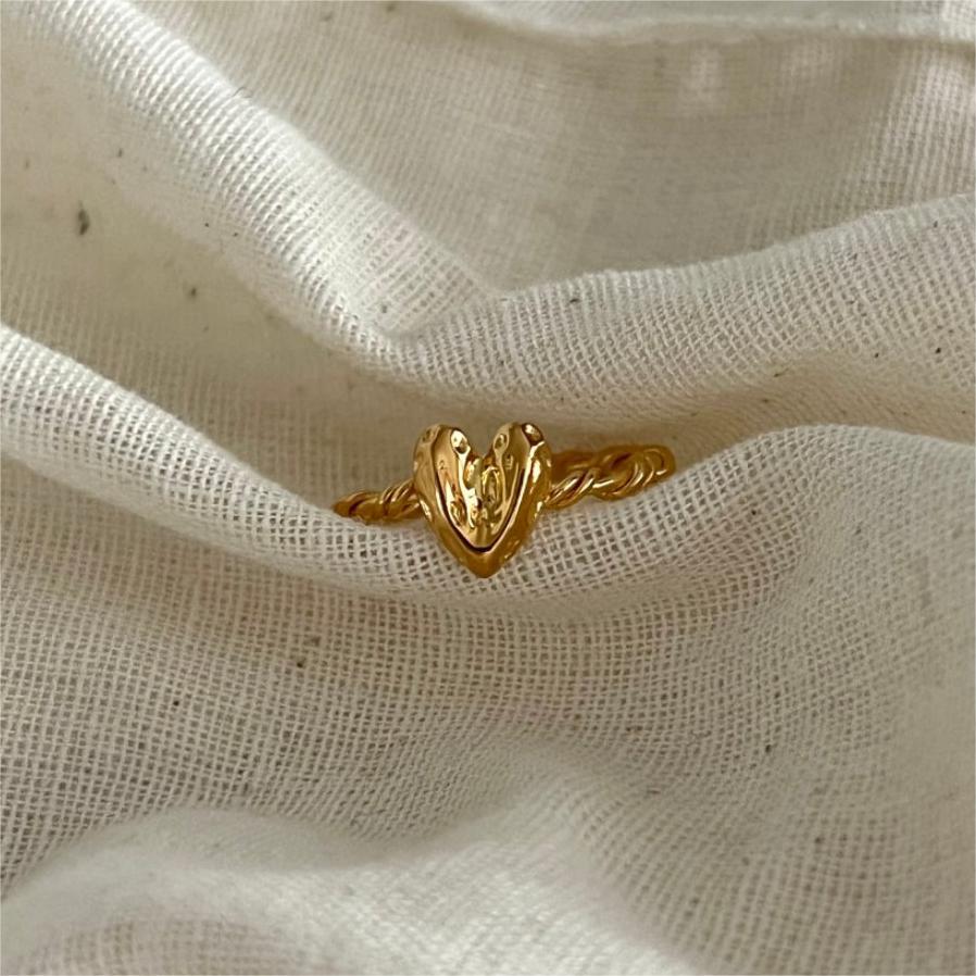 All Seasons Season Women's Gender 18K Gold Plated 925 Sterling Silver Heart Shape Open Rings 925 Sterling Silver Rings