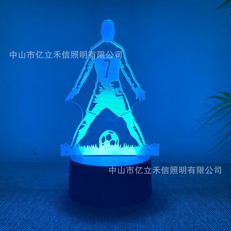 Cross-Border Popular 3D Night Light Football Basketball Series USB Touch Colorful Remote Control Creative Bedside Lamp