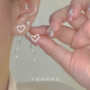 Asymmetrical earrings with tassels, diamond encrusted, simple and elegant design, light luxury style