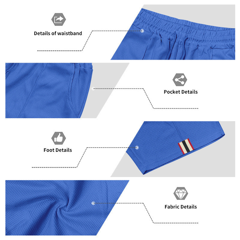 Men's Summer Waffle Knit Polo Shirt And Shorts Set, Casual Breathable Comfort Outfit For Daily Wear ​​Lightweight & Quick-Drying Fabric​_viptrois.com