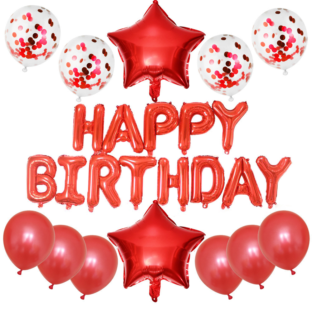 25 unids transfronteriza especial para Feliz cumpleaños traje de globo de aluminio fiesta de cumpleaños decoración arreglo suministros Bola de lentejuelas