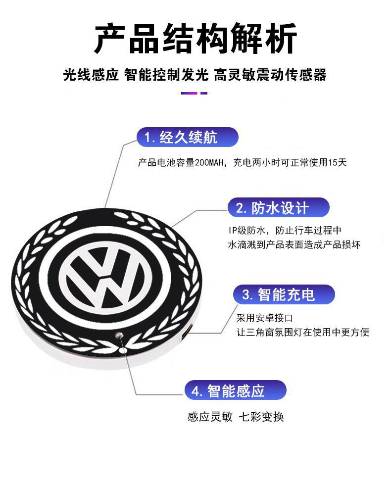 Car a4l/a6l/q3 triangle window atmosphere light-emitting interior decoration intelligent circular multi-mode control modification