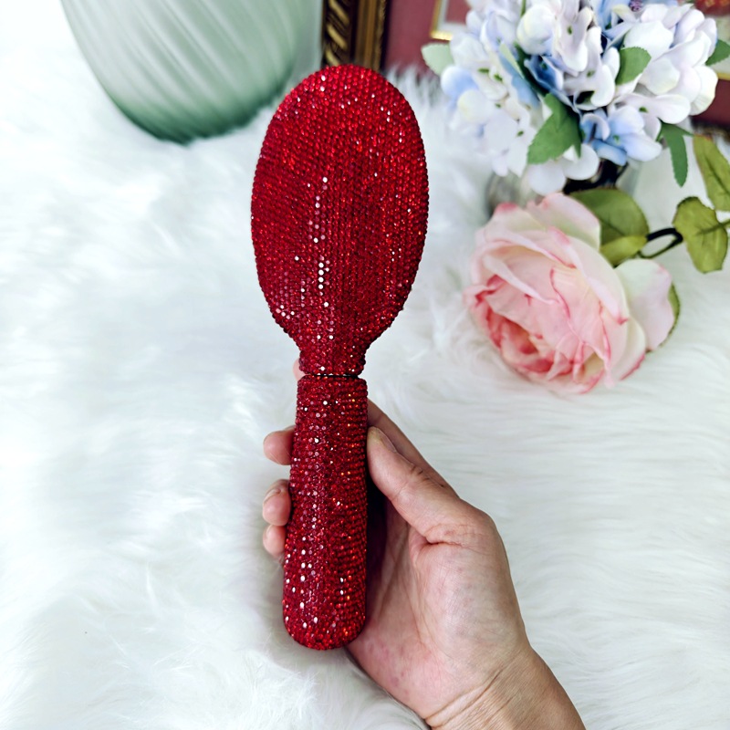 Alto aspecto champán diamante incrustado placa grande peine para las niñas, el hogar no duele el pelo masaje cojín de aire peine ins peluquería peine del pelo