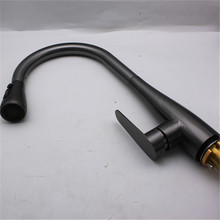 不锈钢抢灰色抽拉式厨房水龙头冷热水槽洗菜盆可旋转单孔单把龙头