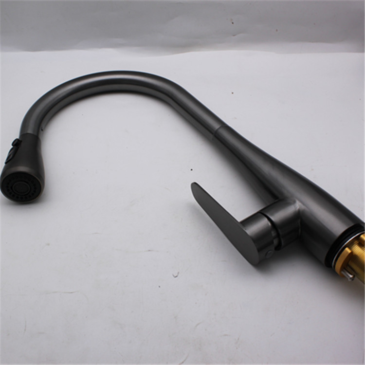 Stainless Steel Grabs Gray Pull-out Kitchen Faucet Hot and Cold Sink Vegetable Basin Rotatable Single Hole Single Handle Faucet