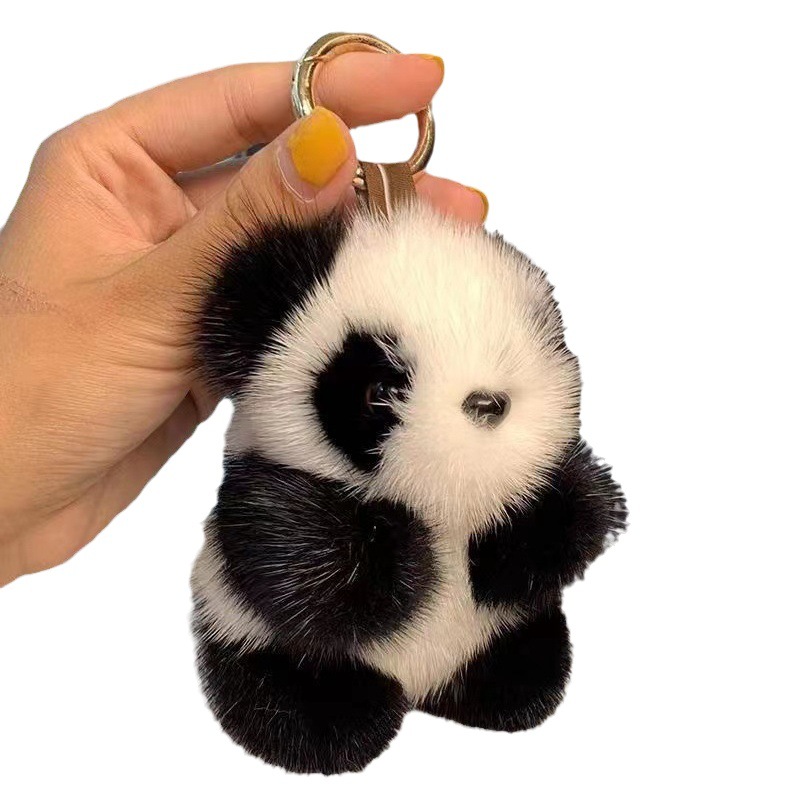 Transfronterizo al por mayor suministro transfronterizo lindo exquisito panda de peluche de alta gama adornos Internet celebridad cumpleaños llavero regalo