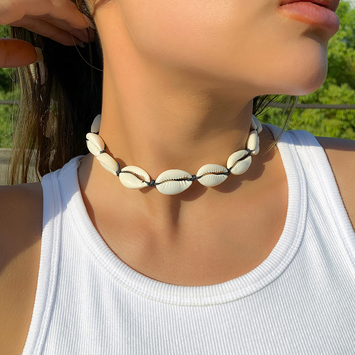 Shell Choker Necklace Handmade Ethnic Style For Women_voghion.com