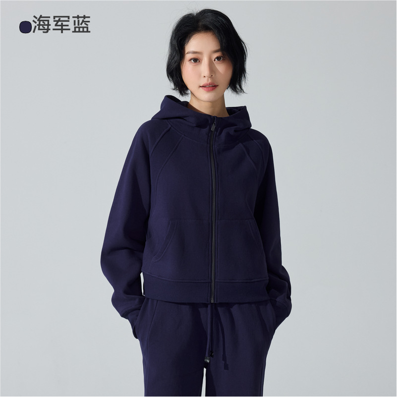 Otoño y invierno de moda con cremallera camiseta encapuchada calentadora y camiseta deportiva casual universal cardigan chaqueta de yoga superior mujer