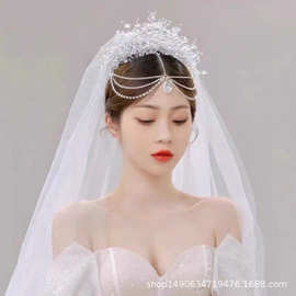 新款高级新娘头饰婚纱婚礼造型水晶发箍超仙奢水晶华蝴蝶结发饰