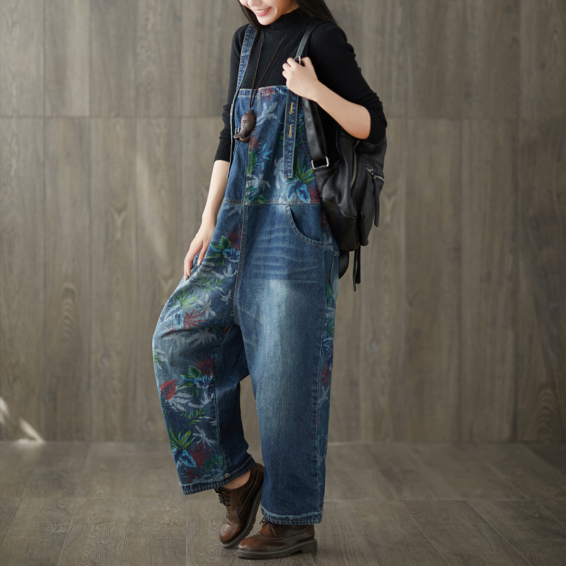 Printed Denim Romper