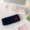 Brand plush cute pencil case, stationery for elementary school students, storage bag for pencils, with embroidery, with little bears