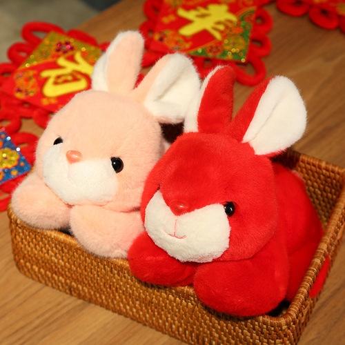 New Simulation Rabbit Plush Doll Cute White Rabbit Toy Children's Doll Gift Wholesale Year of the Rabbit Mascot
