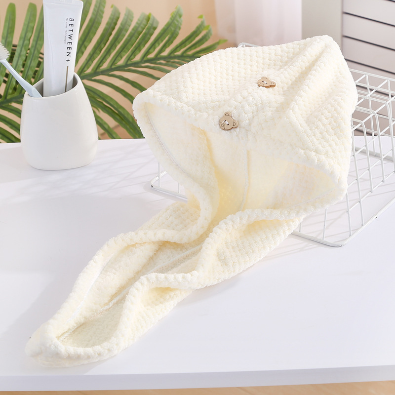 Thick Double Layer New Pineapple Pattern Absorbent Head Scarf for Women Hair Towel, Non-Slip Cartoon Single Layer