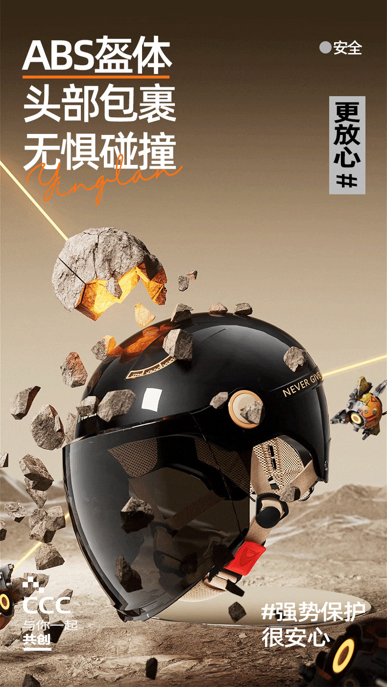 Helmet for Men and Women, Motorcycle, Electric Vehicle, New National Standard 3C Certification, All-Season Universal Battery Vehicle Safety Helmet, Half Helmet