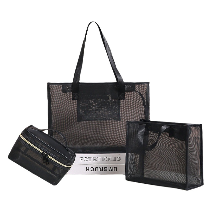 Bolsa de malla de nailon portátil de moda, bolsa de compras portátil, bolso de mano, bolsa de cosméticos, gran capacidad y sensación de alta gama