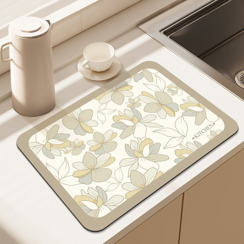美式花朵台面碗碟防燙隔熱墊子洗手盆吸水防滑墊家用廚房瀝水墊