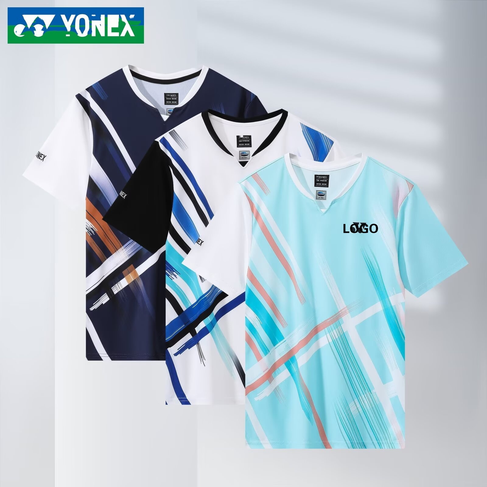 New Yy Badminton Uniforms for Men and Women, Printed Training Uniforms, Quick-Drying Breathable Short-Sleeved Competition Uniforms Wholesale 3903