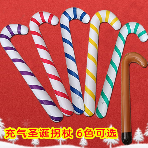 New 6-color Christmas inflatable cane, candy-colored inflatable cane, Christmas event gift wholesale cane