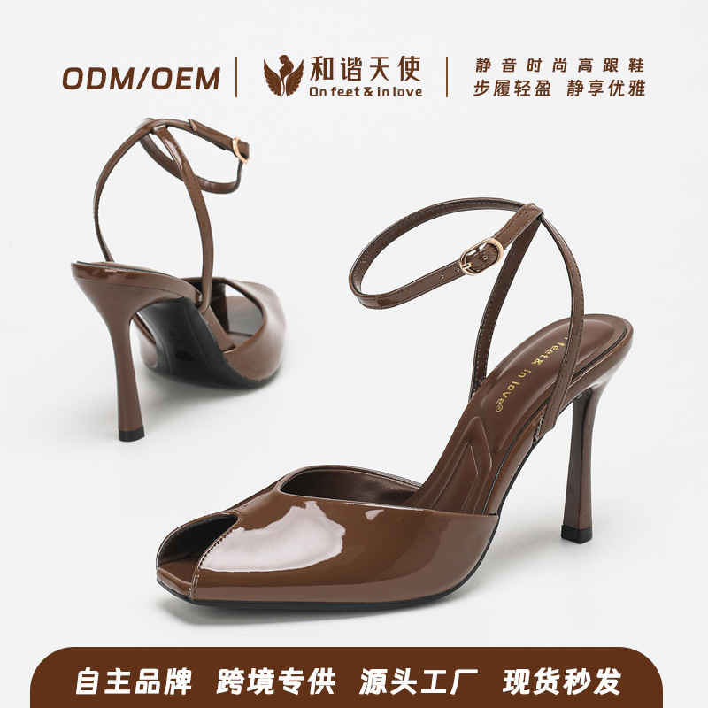 Women's Peep-Toe High-Heeled Sandals, Fashionable, Elegant, Sexy, with Cross Ankle Straps, Thin High Heels, New Spring Arrivals, Cross-Border Women's Peep-Toe High-Heeled Sandals, Fashionable, Elegant, Sexy, with Cross Ankle Straps, Thin High Heels, New Spring Arrivals, Cross-Border